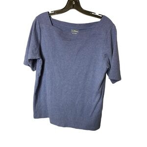 L.L. Bean Women's Size Large Casual Basic T Shirt Heather Blue Soft Half Sleeve